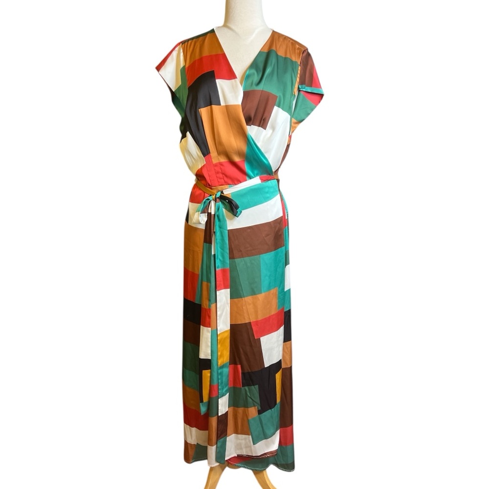 Hutch x Anthropologie “Alfonsine” Wrap Maxi Dress – Colorful Geometric Print